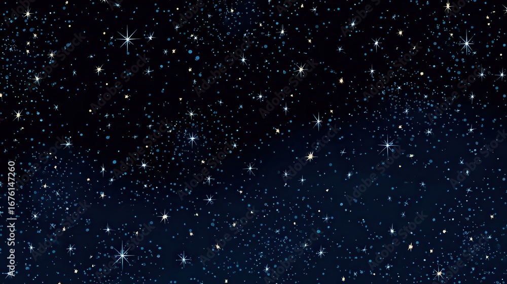 Cartoon night starry sky vector design. Simple dark blue space ...
