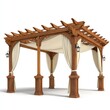 © Mustafa - Wooden pergola with cream-colored fabric cover