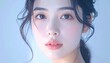 © SoftFlour - 日本人, 超リアル, 若い美しい女性, 顔アップ, 滑らかな肌, ツヤのある肌質, ナチュラルメイク, 柔らかな光, 美容広告風, シネマティック, カメラ目線, 高画質, Japanese, ultra-realistic, young beautiful woman, face close-up, smooth skin, radiant complexion, natural makeup
