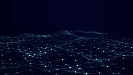 Wall Mural - Abstract blue futuristic background. Technological wave of information data flow. 3D rendering.