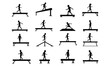 © Creatives Selim - Children practicing balance beam, kids gymnastics training, child exercise silhouettes, fitness activity for kids, healthy lifestyle illustration, gym sport movement design