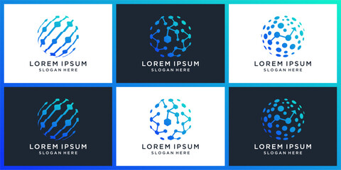 Tech global logo design set
