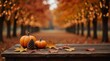 © innovative - halloween-themed empty wooden table for product display with festive autumn background | product display, thanksgiving, halloween, autumn, table theme