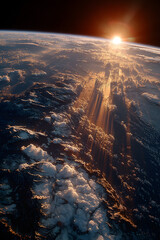 Wall Mural - Golden Hour Sunset Over Earth From Space