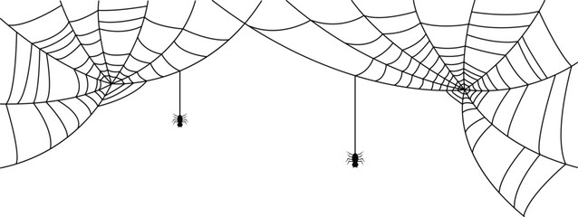 Halloween Spider Web Spider line art black and white silhouette