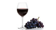 © Diyasa - Elegance in Simplicity: A Glass of Red Wine Beside Ripe, Juicy Purple Grapes on a Clean White Background, Perfect for