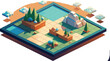 © Sharea - Isometric grid & soft-shadow overlays for placing tiny landscapes into scenes, vector grid + PNG shadows, palette.