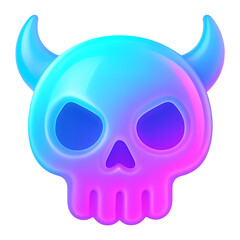 Wall Mural - vibrant neon skull 3d icon on transparent background