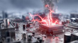 © SMART.art - Macro close-up of smoking CPU with red glowing cracks and sparks on motherboard showing severe hardware malfunction