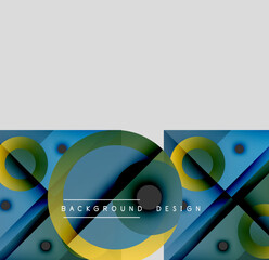 Wall Mural - abstract geometric design. blue, green, yellow shapes overlap creating modern visual texture. minima