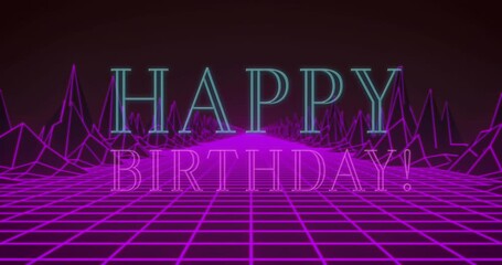 Wall Mural - congratulation text over liquid in seamless pattern against grid network on black background