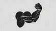 © Restha - Abstract vector silhouette of flexing bicep muscle, bold black shapes with smooth curves,