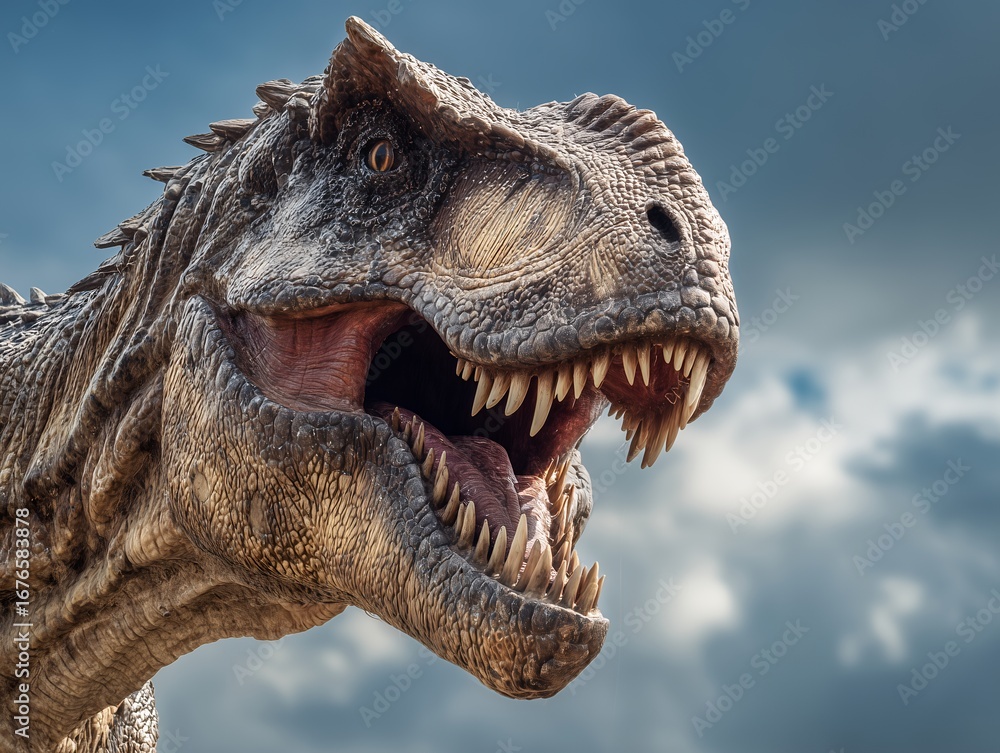 咆哮するティラノサウルスの迫力ある姿 素材庫相片 | Adobe Stock