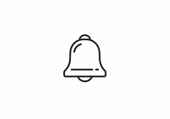 Notification Bell Icon Simple Line Art Graphic on transparent background
