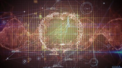 Wall Mural - animation of data processing over brain