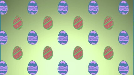 Wall Mural - animation of easter eggs on green background