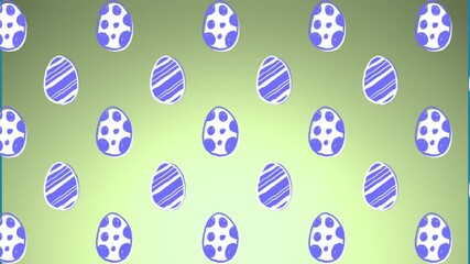 Wall Mural - animation of easter eggs on green background