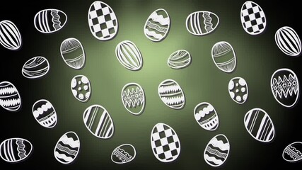 Wall Mural - animation of easter eggs on green background