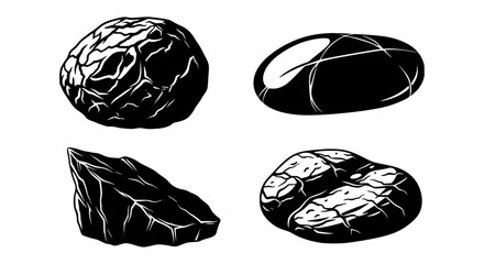 Illustration of various stone and rock shapes for POD