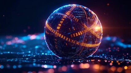 Digital Data Sphere: Binary Code and Network Connections