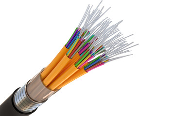 Cross section of fiber optical cable, transparent background