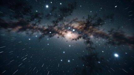 Wall Mural - Dynamic view of flying through the Milky Way galaxy, with stars streaking in a mesmerizing cosmic journey towards the galactic core