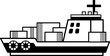 © Koon - black and white illustration of a cargo ship with containers