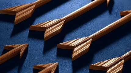 a striking arrangement of sharp, pointed wooden arrows creating a minimalist, geometric pattern agai
