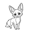 © Irfan - Whimsical Anime Style African Cape Fox Coloring Page for Children Cute Animal Line Art