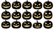 © Abdulwaheed - Spooky Black Pumpkins 15 set Halloween Jack o Lantern Illustrations
