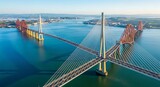 Forth Bridges Scotland Aerial View.