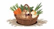 © Dormant Studios - A fresh flat illustration of a basket of harvested vegetables
