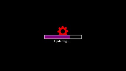 Updating settings icon. Updating bar animation on black background. Software update and processing, 4k video