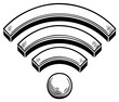 © Сергій Рудик - Vintage woodcut style WiFi symbol depicting wireless internet connection and digital communication