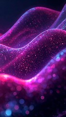 Wall Mural - Vibrant neon particle streams symbolizing futuristic connections between artificial intelligence sound waves and digital systems