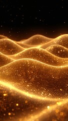Wall Mural - Futuristic golden digital waves symbolizing prosperity innovation and scientific progress driven by artificial intelligence