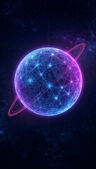 Wall Mural - Futuristic neon glowing exoplanet circuits visualizing data driven exploration across distant universes