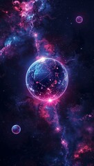Wall Mural - futuristic neon glowing galaxies representing artificial intelligence exploring the mysteries of spa