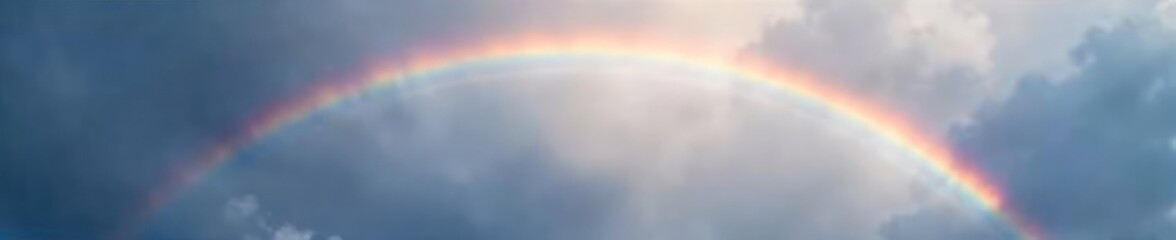 Wall Mural - Ethereal arc of a ghost rainbow, a faint, muted spectrum in a misty, overcast sky Subtle colors barely visible, a delicate atmospheric phenomenon , peaceful, air