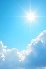 Wall Mural - Serene, calming image of a light blue sky, fluffy clouds, and gentle sunlight Perfect for relaxation, tranquility, and peaceful themes , serene, light, nature