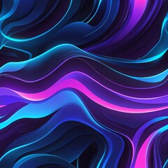 Wall Mural - abstract neon wave design: vibrant blue and purple swirls