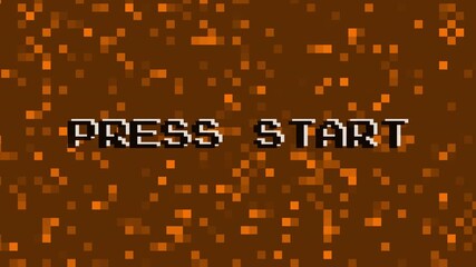 Retro Game PRESS START Screen – Pixel Art 8 Bit Zoom Animation for Vintage Arcade Assets