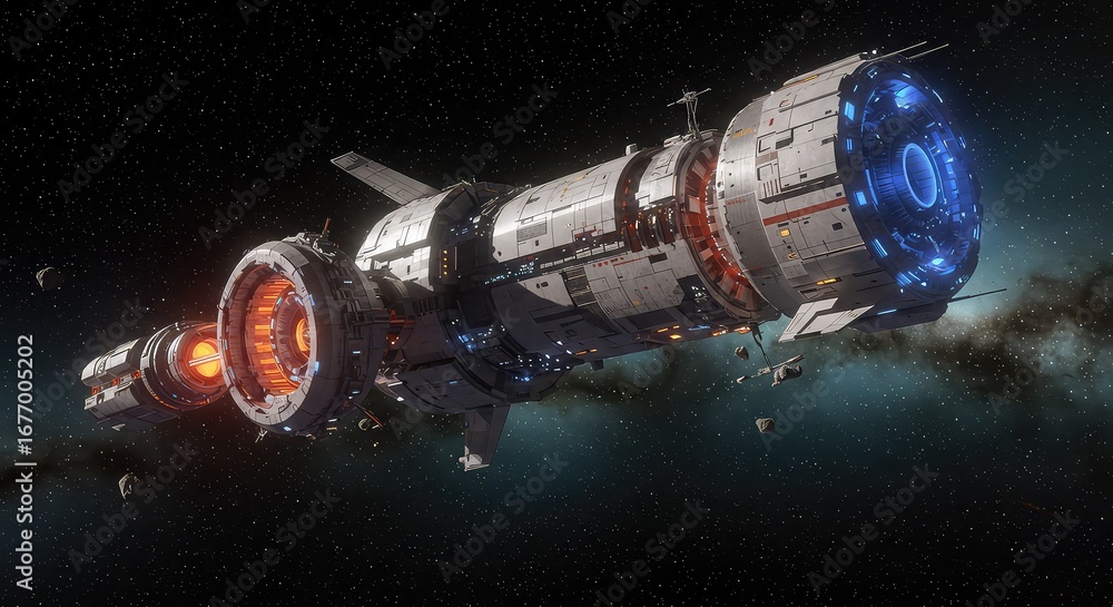 Interplanetary Tech Illustration Stock High-resolution visualization of advanced space ...