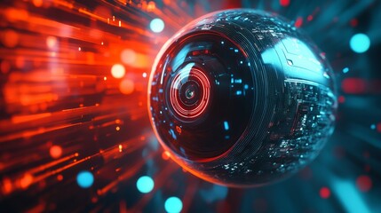 Wall Mural - a futuristic lens captures the essence of technology and innovation. the dynamic energy and vibrant 