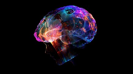 Wall Mural - a colorful representation of a brain symbolizing intelligence and creativity. this digital art piece