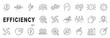 © tutti_frutti - Outline icon set for efficiency, productivity, optimization, time management, workflow, automation, performance, analytics, targets, growth, metrics; editable stroke, deadline, speed
