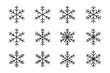 © Hannah - Snowflake line icon set. Winter holiday and Christmas simple pictogram collection. Minimal vector snow flake symbols. Editable stroke for card, app, banner design. Cold frost.