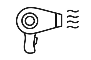 Hair dryer icon vector symbol. Hairdryer sign illustration. Blow dryer pictogram. Hair styling tool. Beauty salon equipment. Hair care appliance. Simple outline graphic.