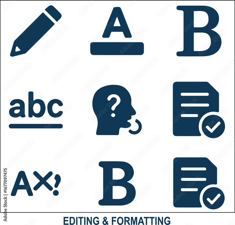 Editing and Formatting Icon Set – Vector Illustrations of Bold Text ...