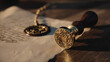 © SMART.art - ornate wax stamp beside unsigned charter embossed crest visible baroque style desk accessories golden hour light illustration concept scene visual for commercial design use high detail quality stock